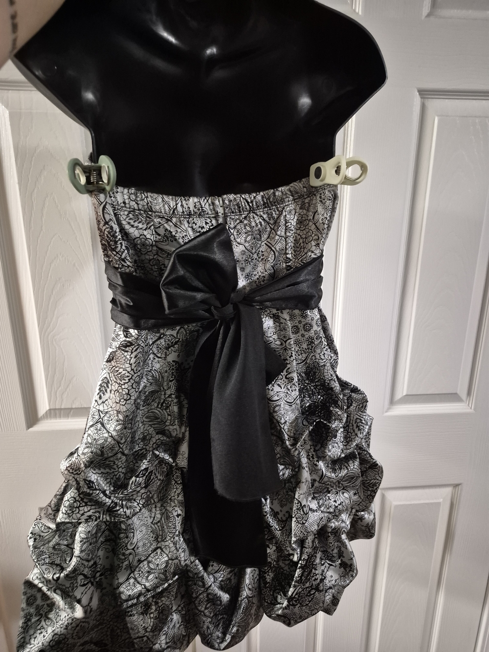 Ruby Rox Black & White Strapless Bubble Hem Dress - Picture 3 of 4